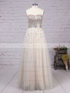 Princess Sweetheart Tulle Sweep Train Crystal Detailing Prom Dresses #LDB02016059