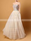 Princess Sweetheart Tulle Sweep Train Crystal Detailing Prom Dresses #LDB02016059