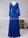 A-line Scoop Neck Silk-like Satin Floor-length Sashes / Ribbons Prom Dresses #LDB02016785