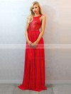 A-line Scoop Neck Chiffon Sequined Floor-length Sequins Prom Dresses #LDB02018684