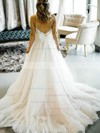 Lace Tulle V-neck Ball Gown Sweep Train Bow Wedding Dresses #LDB00023545