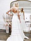 Tulle Stretch Crepe Square Neckline A-line Sweep Train Lace Wedding Dresses #LDB00023548