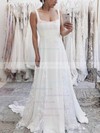 Tulle Stretch Crepe Square Neckline A-line Sweep Train Lace Wedding Dresses #LDB00023548