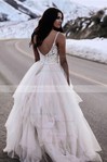 Tulle V-neck Ball Gown Floor-length Appliques Lace Wedding Dresses #LDB00023551