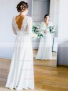 Lace Chiffon V-neck A-line Floor-length Ruffles Wedding Dresses #LDB00023564
