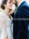 Lace Chiffon V-neck A-line Floor-length Ruffles Wedding Dresses #LDB00023564