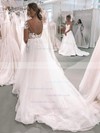 Tulle Scoop Neck Ball Gown Sweep Train Appliques Lace Wedding Dresses #LDB00023565