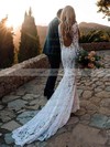 Lace V-neck Trumpet/Mermaid Sweep Train Lace Wedding Dresses #LDB00023572