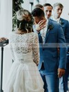 Lace Chiffon V-neck A-line Floor-length Lace Wedding Dresses #LDB00023573
