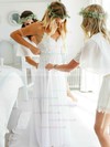 Chiffon Lace V-neck A-line Floor-length Appliques Lace Wedding Dresses #LDB00023485