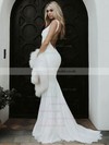 Lace V-neck Trumpet/Mermaid Sweep Train Lace Wedding Dresses #LDB00023487