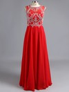 Affordable Chiffon Tulle with Beading Fuchsia Scoop Neck Prom Dresses #LDB02016048