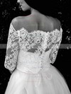 Tulle Off-the-shoulder Ball Gown Ankle-length Sashes / Ribbons Wedding Dresses #LDB00023524