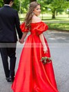Satin Off-the-shoulder Ball Gown Sweep Train Prom Dresses #LDB020106696