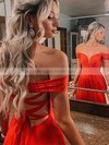 Chiffon Off-the-shoulder A-line Sweep Train Ruffles Prom Dresses #LDB020106733