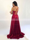 Silk-like Satin V-neck A-line Sweep Train Split Front Prom Dresses #LDB020106743