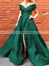Satin Off-the-shoulder Ball Gown Sweep Train Split Front Prom Dresses #LDB020106762