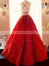 Satin V-neck A-line Floor-length Split Front Prom Dresses #LDB020106769