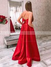 Satin Strapless A-line Sweep Train Sashes / Ribbons Prom Dresses #LDB020106849