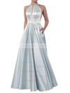 Satin Scoop Neck Ball Gown Floor-length Pockets Prom Dresses #LDB020106893