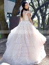 Tulle Scoop Neck Ball Gown Sweep Train Beading Prom Dresses #LDB020106667