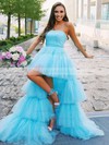 Tulle Strapless Princess Asymmetrical Sashes / Ribbons Prom Dresses #LDB020106794