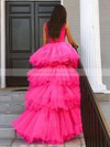 Tulle V-neck Princess Asymmetrical Beading Prom Dresses #LDB020106869