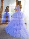 Tulle V-neck Princess Asymmetrical Beading Prom Dresses #LDB020106869