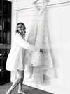 Lace Scoop Neck Princess Sweep Train Appliques Lace Wedding Dresses #LDB00023575