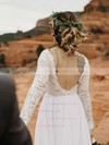 Lace Tulle Scoop Neck A-line Floor-length Appliques Lace Wedding Dresses #LDB00023578