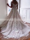 Tulle Off-the-shoulder Princess Sweep Train Lace Wedding Dresses #LDB00023586