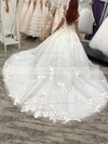 Organza Off-the-shoulder Ball Gown Court Train Appliques Lace Wedding Dresses #LDB00023587