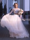 Lace Tulle Scoop Neck Ball Gown Floor-length Lace Wedding Dresses #LDB00023589
