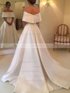 Satin Off-the-shoulder Ball Gown Sweep Train Wedding Dresses #LDB00023594