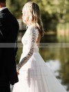 Lace Tulle V-neck A-line Floor-length Lace Wedding Dresses #LDB00023600
