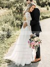 Lace Tulle V-neck A-line Floor-length Lace Wedding Dresses #LDB00023600