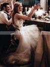 Tulle V-neck A-line Floor-length Appliques Lace Wedding Dresses #LDB00023606
