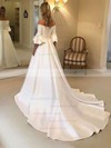 Satin Off-the-shoulder Ball Gown Sweep Train Bow Wedding Dresses #LDB00023609