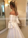 Satin Off-the-shoulder Ball Gown Sweep Train Bow Wedding Dresses #LDB00023609