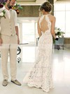 Lace Scoop Neck Trumpet/Mermaid Floor-length Wedding Dresses #LDB00023611