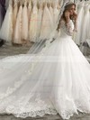 Tulle Off-the-shoulder Ball Gown Court Train Appliques Lace Wedding Dresses #LDB00023619