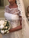 Lace Scoop Neck A-line Sweep Train Appliques Lace Wedding Dresses #LDB00023621