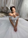 Tulle Off-the-shoulder Ball Gown Chapel Train Pearl Detailing Wedding Dresses #LDB00023625