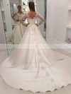 Satin V-neck Ball Gown Sweep Train Appliques Lace Wedding Dresses #LDB00023626