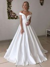 Satin Off-the-shoulder Ball Gown Floor-length Wedding Dresses #LDB00023628