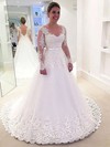 Tulle V-neck Ball Gown Sweep Train Appliques Lace Wedding Dresses #LDB00023632