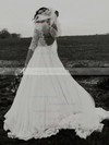 Lace Scoop Neck Ball Gown Sweep Train Buttons Wedding Dresses #LDB00023634
