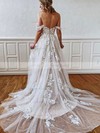 Tulle Sweetheart A-line Sweep Train Appliques Lace Wedding Dresses #LDB00023638