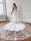 Tulle Scoop Neck Trumpet/Mermaid Chapel Train Appliques Lace Wedding Dresses #LDB00023644