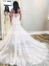 Tulle Sweetheart Trumpet/Mermaid Court Train Appliques Lace Wedding Dresses #LDB00023645